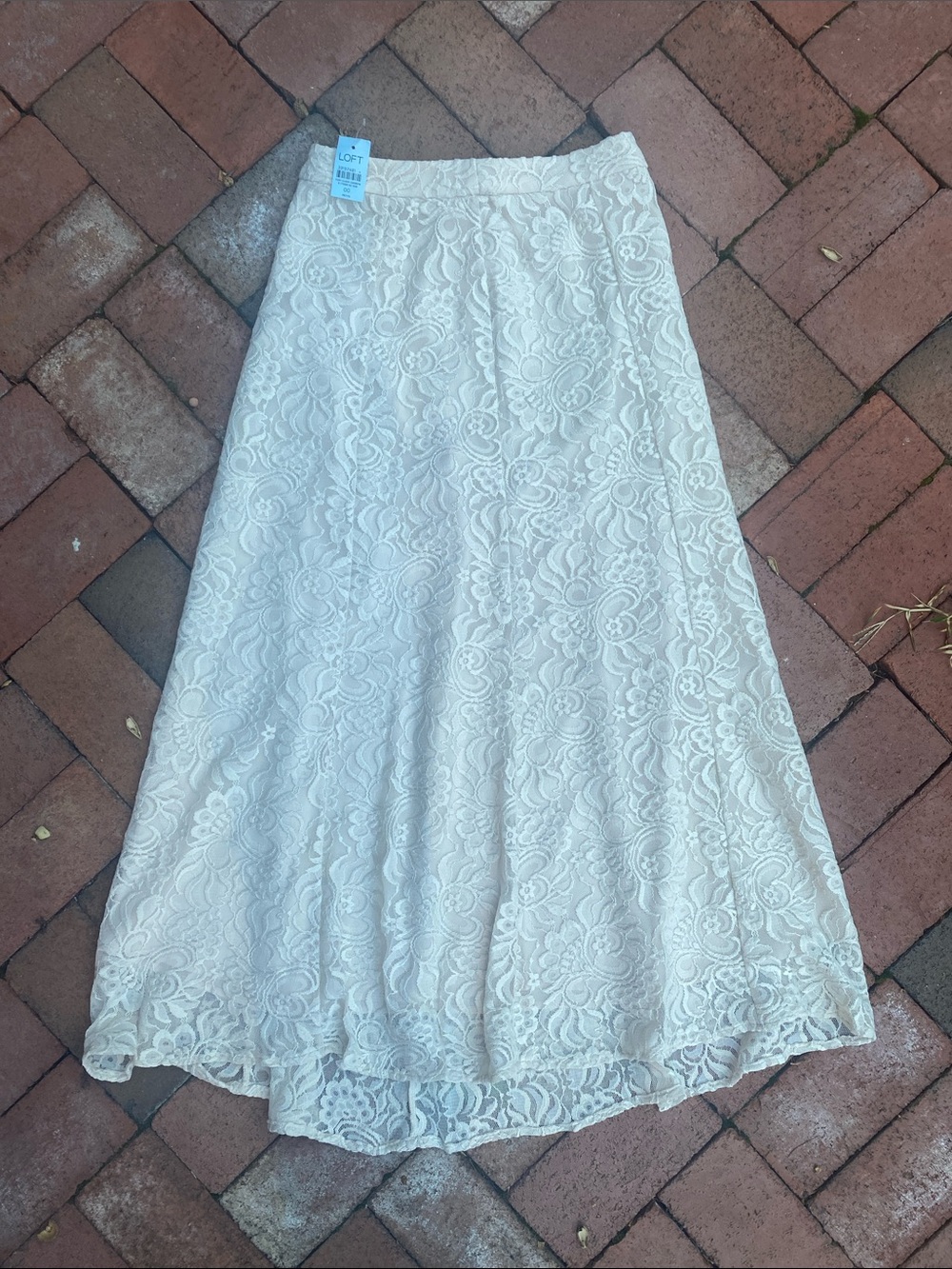 LOFT Cream Lace A-Line Maxi Skirt